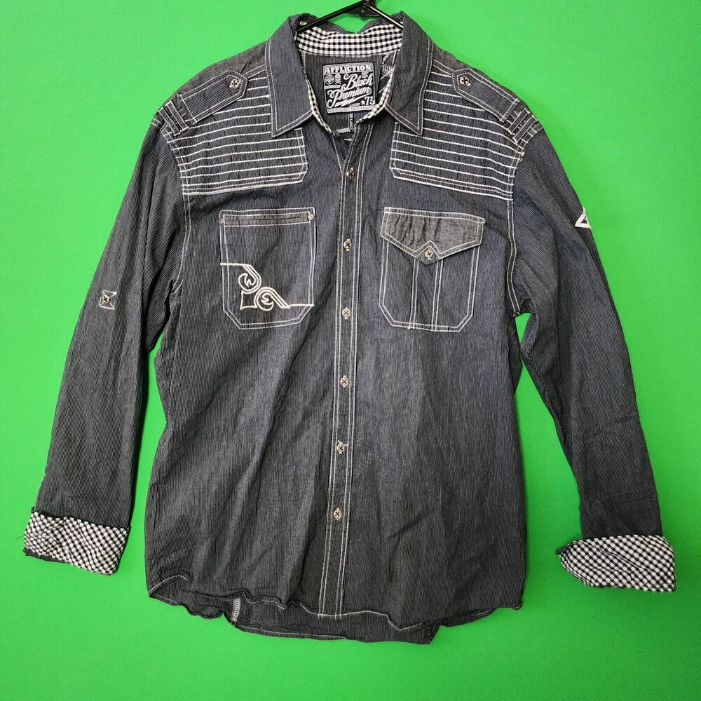 Affliction Mens Size 2XL Black Premium Long Sleeve Button Down Shirt